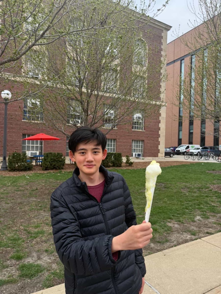Jaehyun Yi proudly shows off cotton candy. 